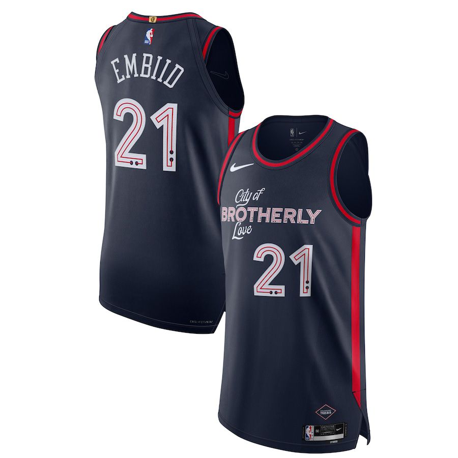 Men Philadelphia 76ers #21 Joel Embiid Nike Navy City Edition 2023-24 Authentic NBA Jersey->philadelphia 76ers->NBA Jersey